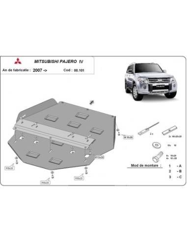 Protección del caja de cambios Mitsubishi Pajero 4 (V80, V90) "00.101" (Desde 2007 hasta 2022)