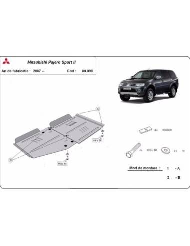 Protección de caja de cambios Mitsubishi Pajero Sport 2 "00.099" (Desde 2008 hasta 2016)