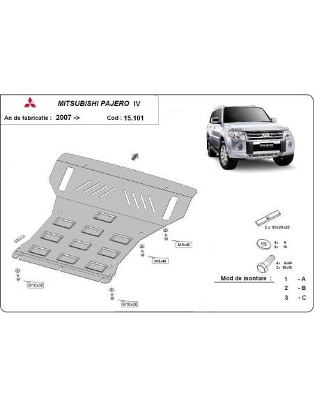 Cubre carter metalico Mitsubishi Pajero 4 (V80, V90) "15.101" (Desde 2007 hasta 2022)