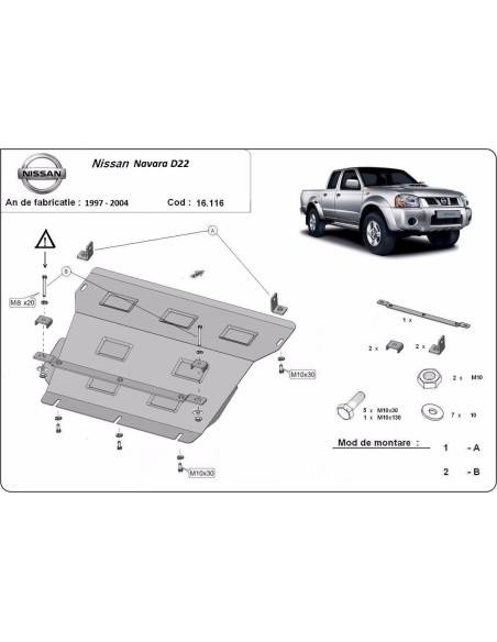 Cubre carter metalico Nissan Navara D22 "16.116" (Desde 1997 hasta 2014)