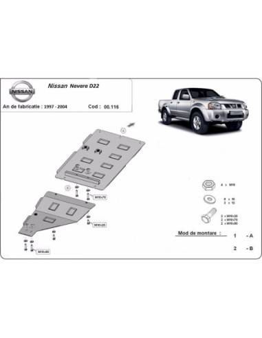 Protección del caja de cambios Nissan Navara D22 "00.116" (Desde 1997 hasta 2004)