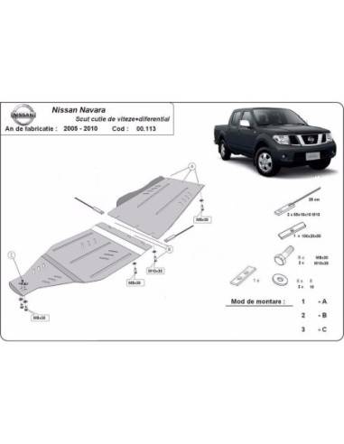 Protección de caja de cambios Nissan Navara "00.113" (Desde 2005 hasta 2015)