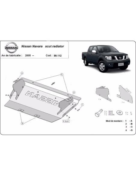 Protección del radiador Nissan Navara "99.112" (Desde 2005 hasta 2015)