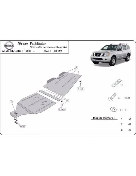 Protección de caja de cambios y diferencial Nissan Pathfinder "00.112" (Desde 2005 hasta 2015)