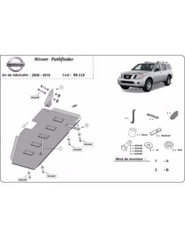 Protección del depósito de combustible Nissan Pathfinder D40 "99.113" (Desde 2005 hasta 2015)