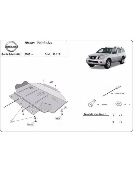 Cubre carter metalico Nissan Pathfinder "16.112" (Desde 2005 hasta 2015)