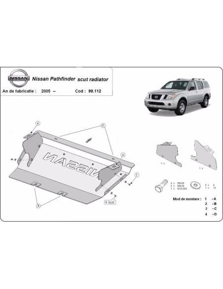 Protección del radiador Nissan Pathfinder "99.112" (Desde 2005 hasta 2015)