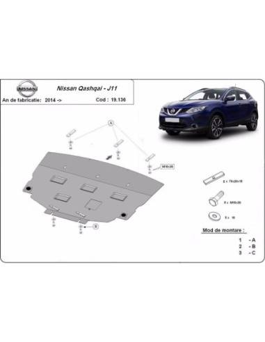 Cubre carter metalico Nissan Qashqai...