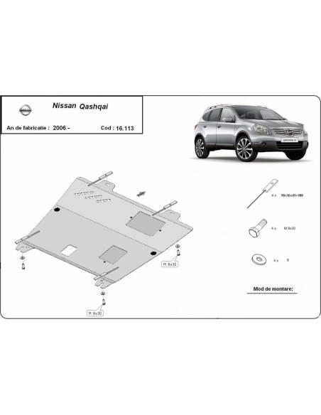 Cubre carter metalico Nissan Qashqai "16.113" (Desde 2006 hasta 2013)