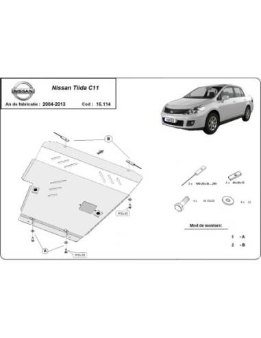 Cubre carter metalico Nissan Tiida "16.114" (Desde 2007 hasta 2011)