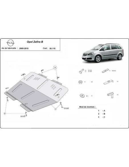 Cubre carter metalico Opel Zafira B "30.115" (Desde 2005 hasta 2011)