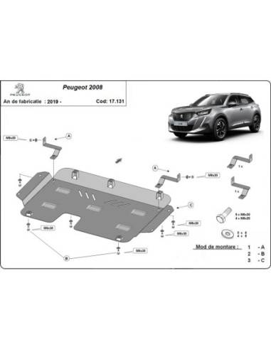 Cubre cárter metálico Peugeot 2008...