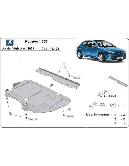 Cubre carter metalico Peugeot 206 "18.124" (Desde 1998 hasta 2022)