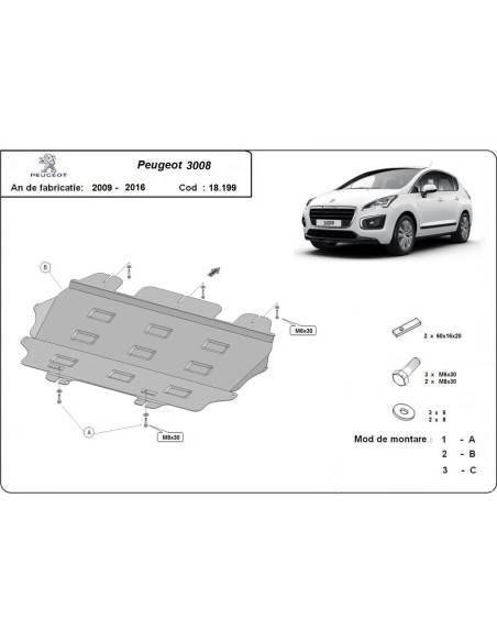 Cubre carter metalico Peugeot 3008 "18.199" (Desde 2009 hasta 2016)
