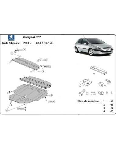 Cubre carter metalico Peugeot 307 "18.126" (Desde 2001 hasta 2022)