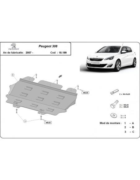 Cubre carter metalico Peugeot 308 "18.199" (Desde 2007 hasta 2018)