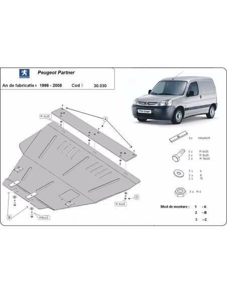 Cubre carter metalico Peugeot Partner "30.030" (Desde 1996 hasta 2008)