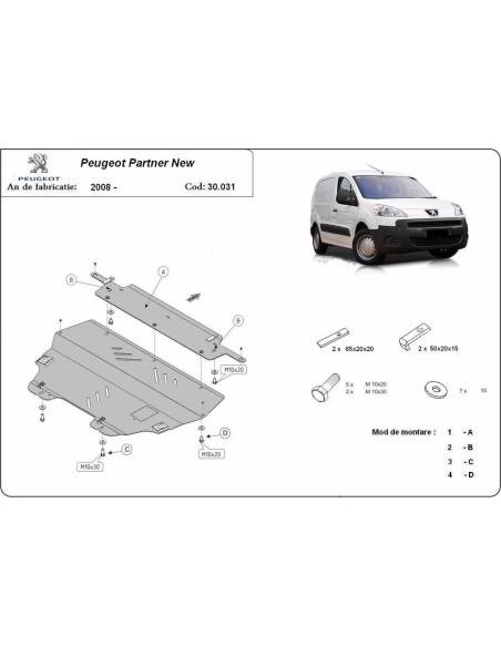 Cubre carter metalico Peugeot Partner "30.031" (Desde 2008 hasta 2018)