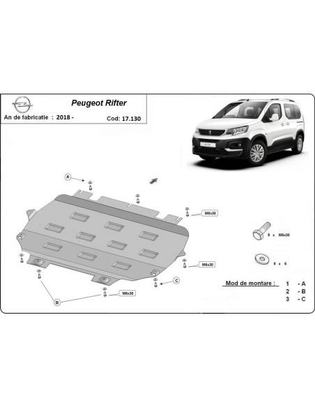Cubre carter metalico Peugeot Rifter / Partner "17.130" (Desde 2018 hasta 2022)
