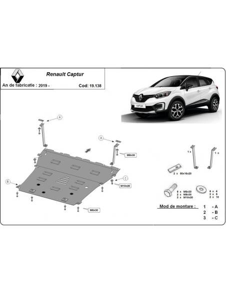 Cubre carter metalico Renault Captur "19.138" (Desde 2019 hasta 2022)