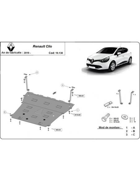 Cubre carter metalico Renault Clio 5 "19.138" (Desde 2019 hasta 2022)