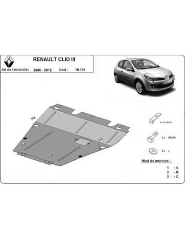Cubre carter metalico Renault Clio 3 "19.131" (Desde 2005 hasta 2012)