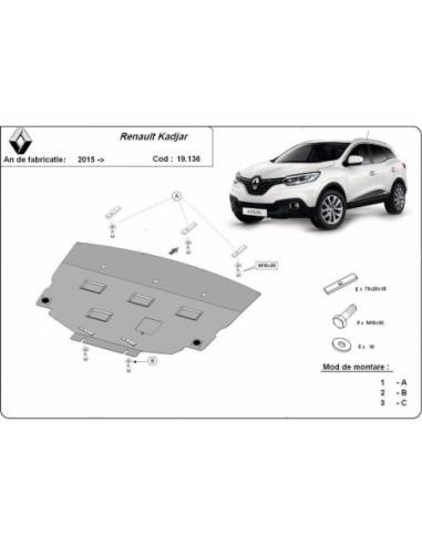 Cubre carter metalico Renault Kadjar...