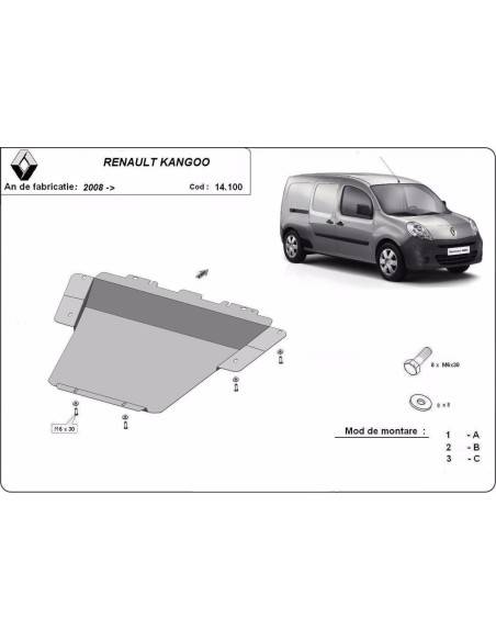 Cubre carter metalico Renault Kangoo "14.100" (Desde 2008 hasta 2021)