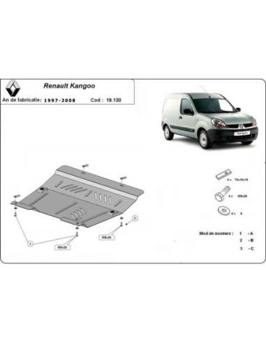 Cubre carter metalico Renault Kangoo "19.130" (Desde 1997 hasta 2008)