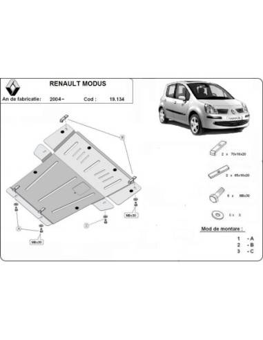 Cubre carter metalico Renault Modus "19.134" (Desde 2004 hasta 2008)