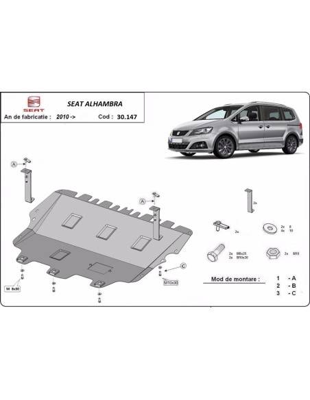 Cubre carter metalico Seat Alhambra "30.147" (Desde 2010 hasta 2020)