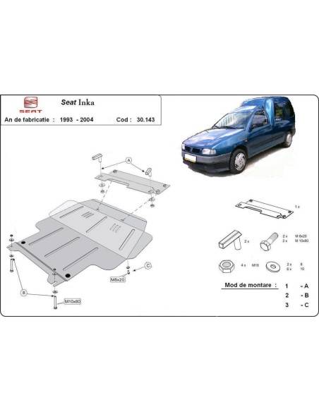 Cubre carter metalico Seat Inca "30.143" (Desde 1995 hasta 2003)