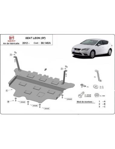 Cubre carter metalico Seat Leon - Caja de cambios automática "30.145A" (Desde 2012 hasta 2022)