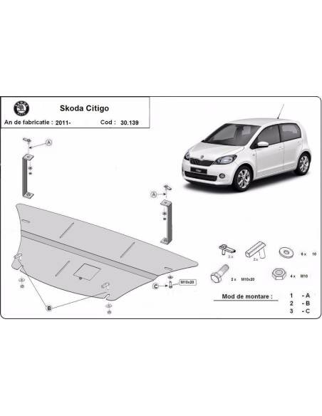 Cubre carter metalico Skoda Citigo "30.139" (Desde 2011 hasta 2022)