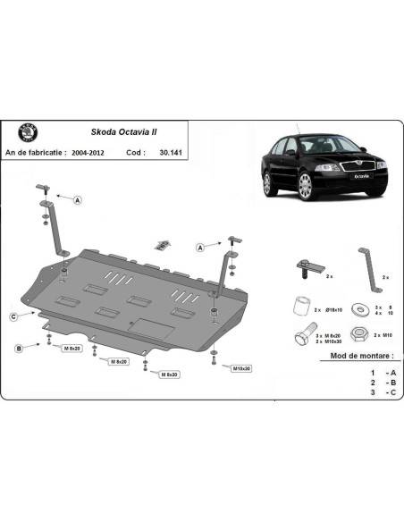 Cubre carter metalico Skoda Octavia 2 "30.141" (Desde 2004 hasta 2012)