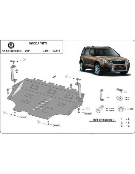 Cubre carter metalico Skoda Yeti "30.144" (Desde 2011 hasta 2017)