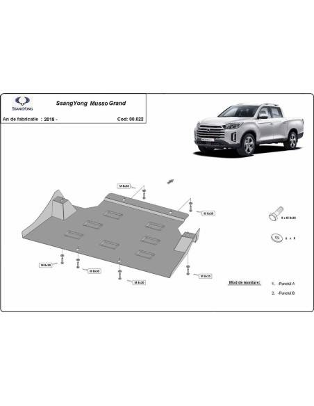 Protección del caja de cambios Ssangyong Musso Grand "00.022" (Desde 2018 hasta 2022)