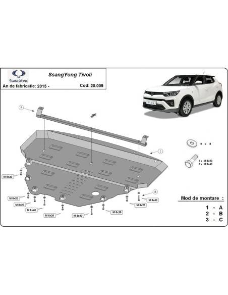 Cubre carter metalico SsangYong Tivoli "20.009" (Desde 2015 hasta 2022)