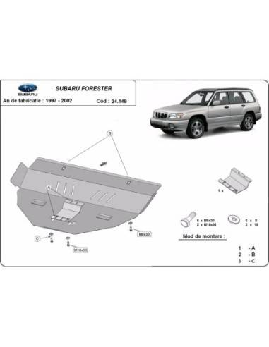 Cubre carter metalico Subaru Forester 1 "24.149" (Desde 1997 hasta 2002)