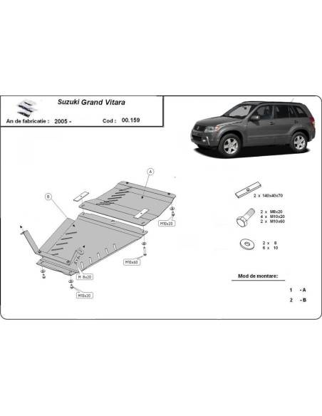 Protección de caja de cambios y transferencia Suzuki Grand Vitara 2 "00.159" (Desde 2005 hasta 2019)