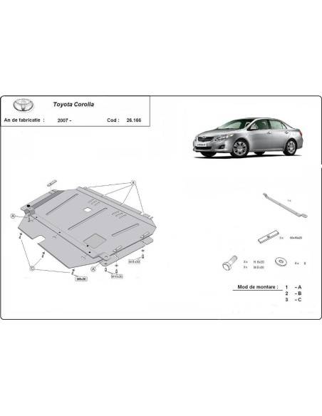 Cubre cárter metálico Toyota Corolla (2007-2018) a medida