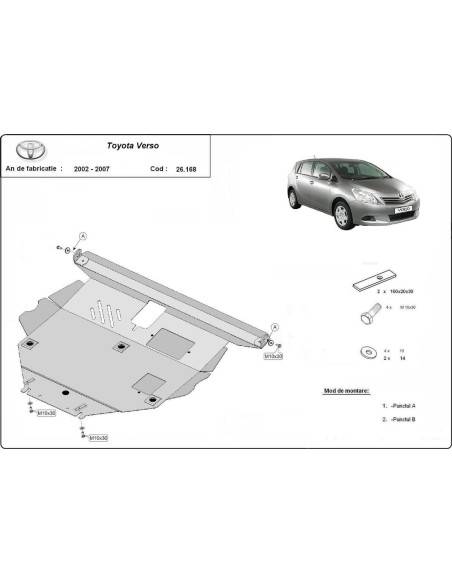 Cubre cárter metálico Toyota Corolla Verso (2002-2008) a medida