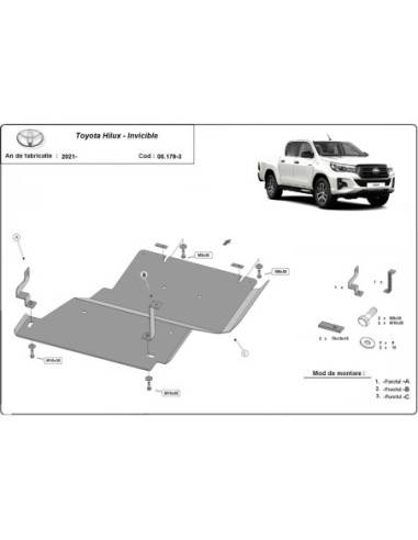 Protección del diferencial Toyota Hilux Invincible "00.1793" (Desde 2021 hasta 2022)