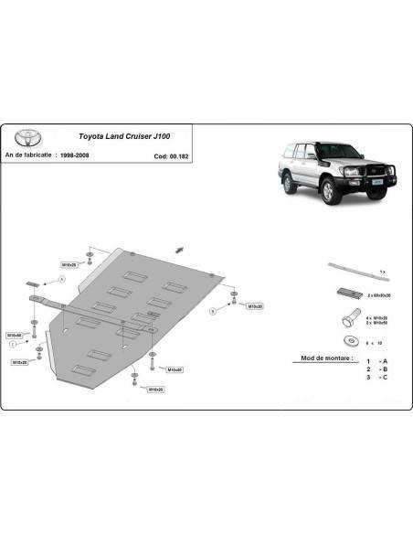 Protección del caja de cambios Toyota Land Cruiser J100 "00.182" (Desde 1998 hasta 2008)