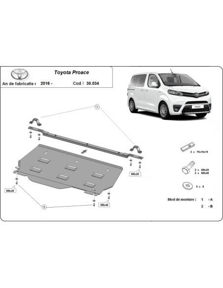 Cubre cárter metálico Toyota Proace Verso "30.034P" (2016-2020) a medida