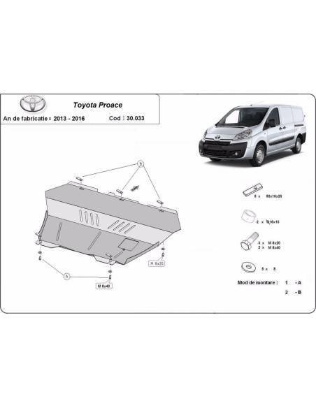 Cubre cárter metálico Toyota Proace (2016-2019) a medida