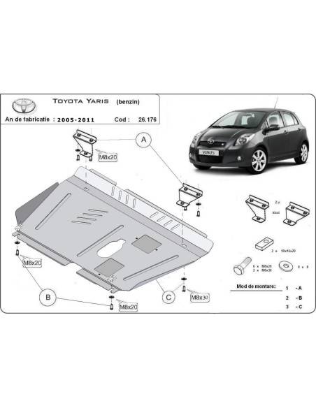 Cubre carter metalico Toyota Yaris - gasolina "26.176" (Desde 2005 hasta 2011)