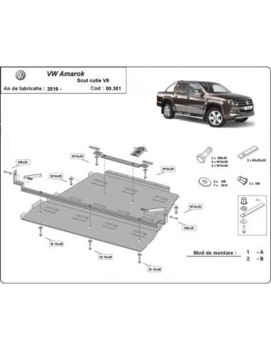 Protección de caja de cambios y diferencial Volkswagen Amarok - V6 automat "00.301" (Desde 2016 hasta 2022)