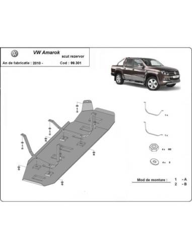 Protección del depósito de combustible VW Amarok - Versiones sin protecciones de fábrica "99.301" (Desde 2010 hasta 2022)