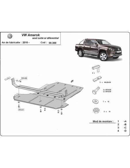 Protección de caja de cambios y diferencial Volkswagen Amarok "00.300" (Desde 2010 hasta 2022)